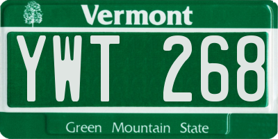 VT license plate YWT268