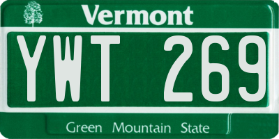 VT license plate YWT269
