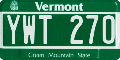 VT license plate YWT270