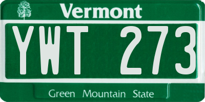 VT license plate YWT273