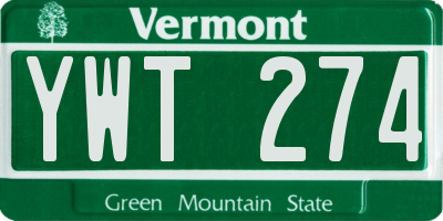 VT license plate YWT274
