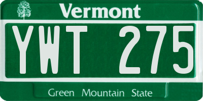 VT license plate YWT275