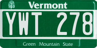 VT license plate YWT278