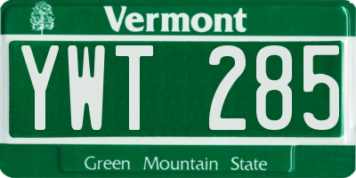 VT license plate YWT285