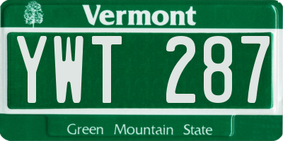 VT license plate YWT287