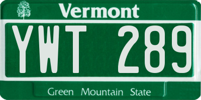 VT license plate YWT289