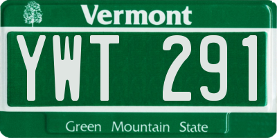 VT license plate YWT291