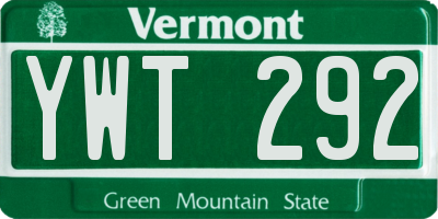 VT license plate YWT292