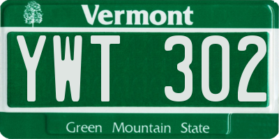 VT license plate YWT302