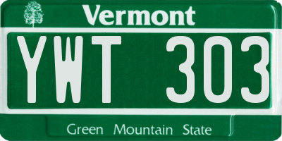 VT license plate YWT303