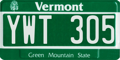 VT license plate YWT305