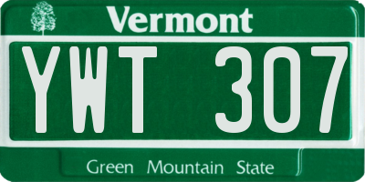 VT license plate YWT307