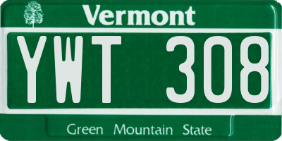 VT license plate YWT308