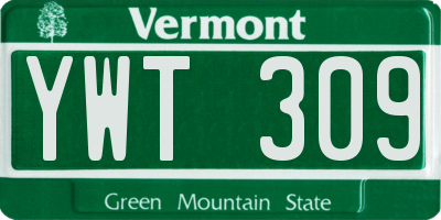 VT license plate YWT309