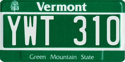 VT license plate YWT310