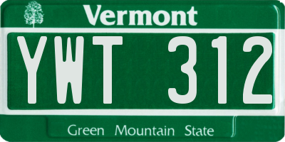 VT license plate YWT312