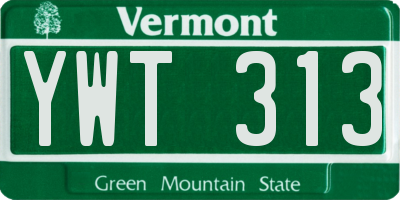 VT license plate YWT313