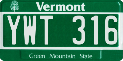 VT license plate YWT316