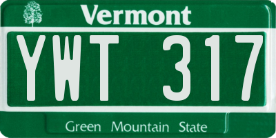 VT license plate YWT317