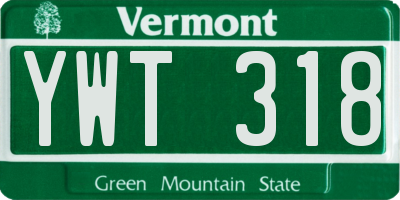 VT license plate YWT318