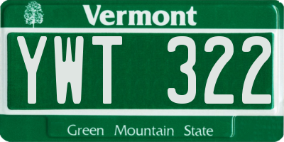 VT license plate YWT322