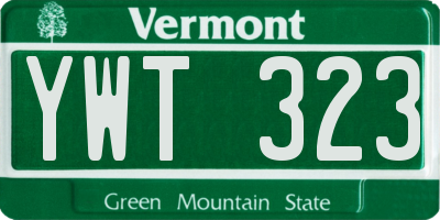 VT license plate YWT323