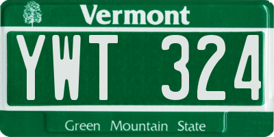 VT license plate YWT324