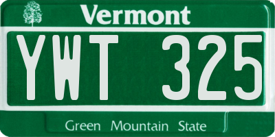 VT license plate YWT325