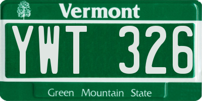VT license plate YWT326
