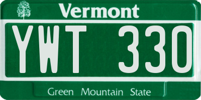 VT license plate YWT330