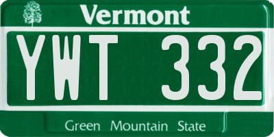 VT license plate YWT332