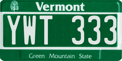 VT license plate YWT333