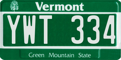 VT license plate YWT334