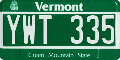 VT license plate YWT335