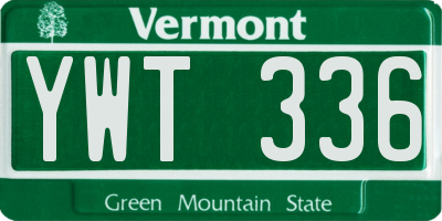 VT license plate YWT336