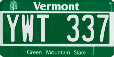 VT license plate YWT337