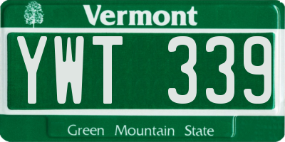 VT license plate YWT339