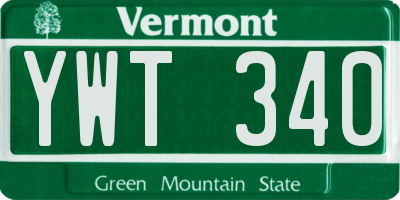 VT license plate YWT340