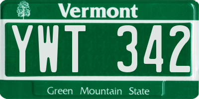 VT license plate YWT342