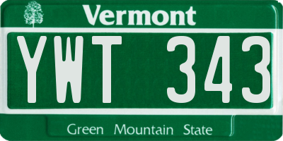VT license plate YWT343
