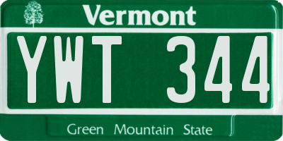 VT license plate YWT344