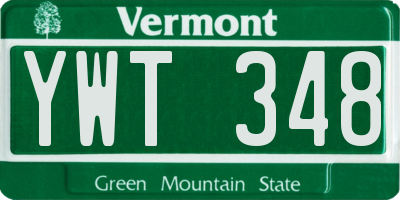 VT license plate YWT348