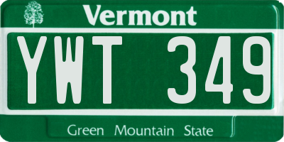 VT license plate YWT349