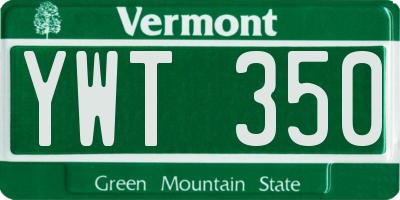 VT license plate YWT350