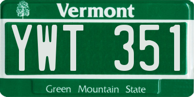 VT license plate YWT351