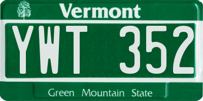VT license plate YWT352