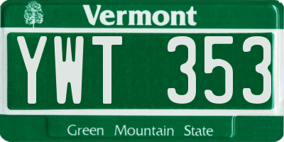 VT license plate YWT353