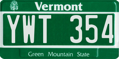 VT license plate YWT354