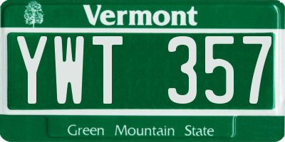 VT license plate YWT357