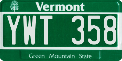 VT license plate YWT358